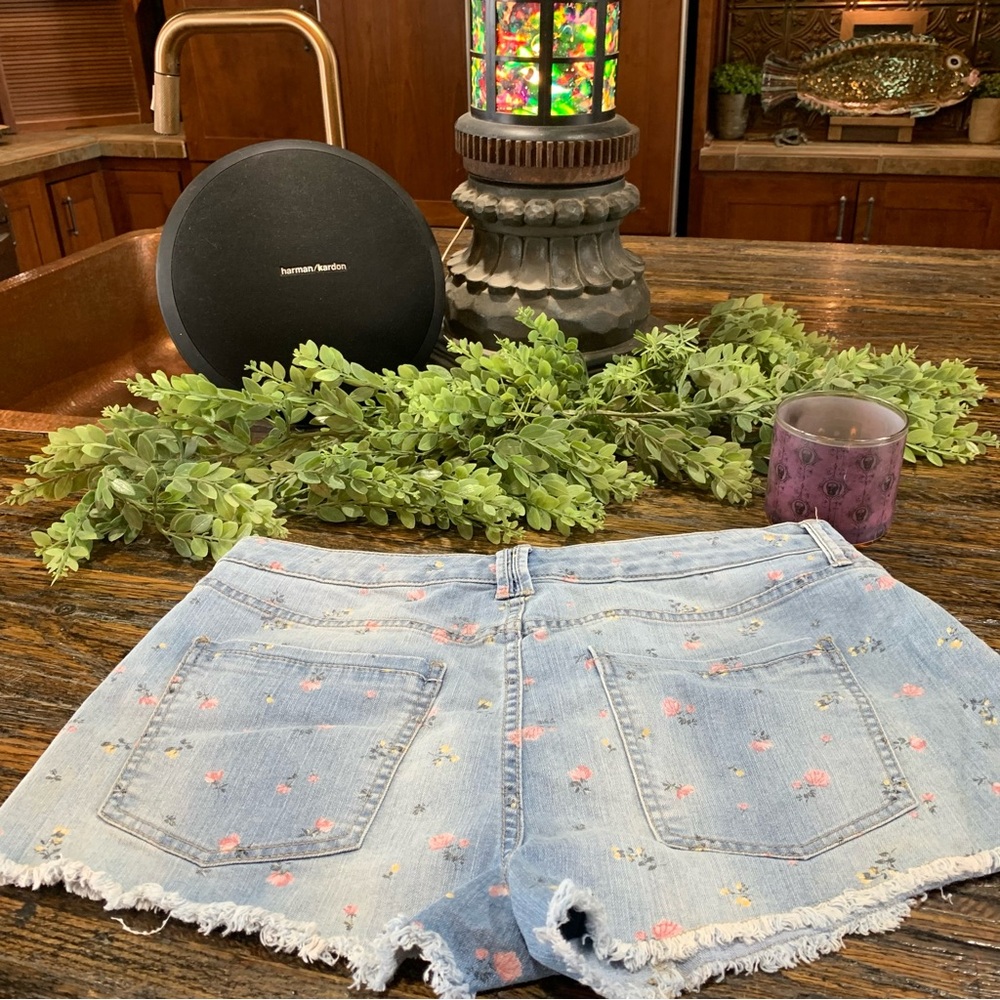 Cheeky High Waist Blue Jean Shorts Spandex Floral Cute 18 Frayed Wild Fable - Picture 6 of 15